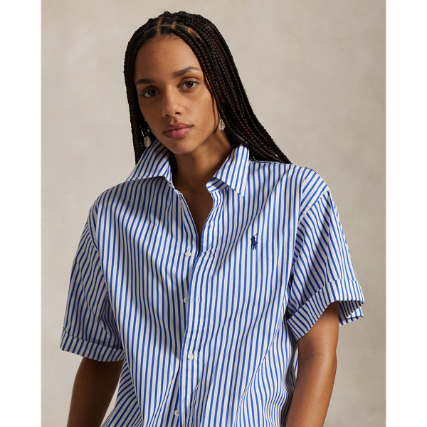 Kurz&auml;rmliges Oversize-Fit Hemd Polo Ralph Lauren in Wei&szlig;/Royal 6