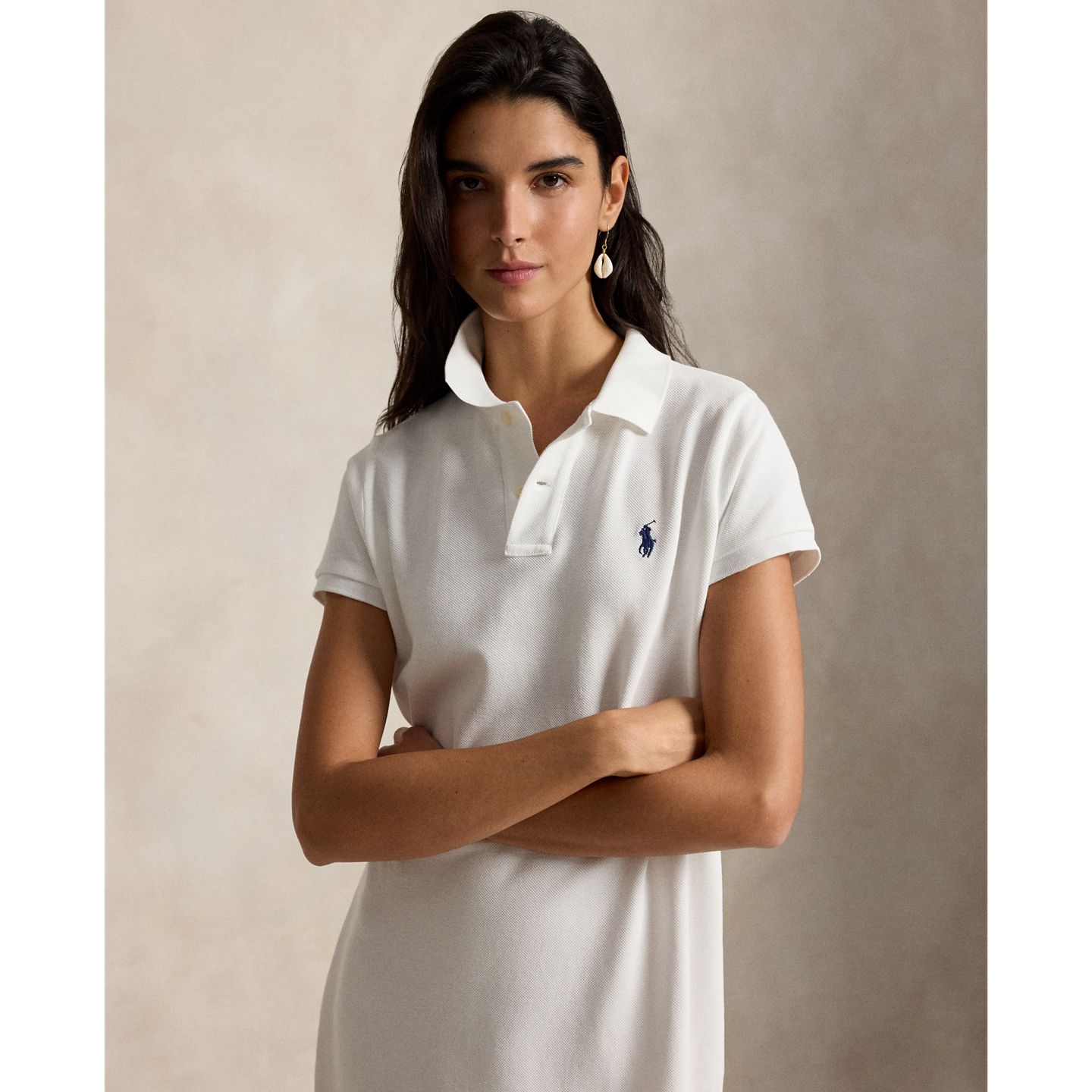 Женское платье Polo Ralph Lauren Cotton Mesh Polo, цвет: Белый — фото 1