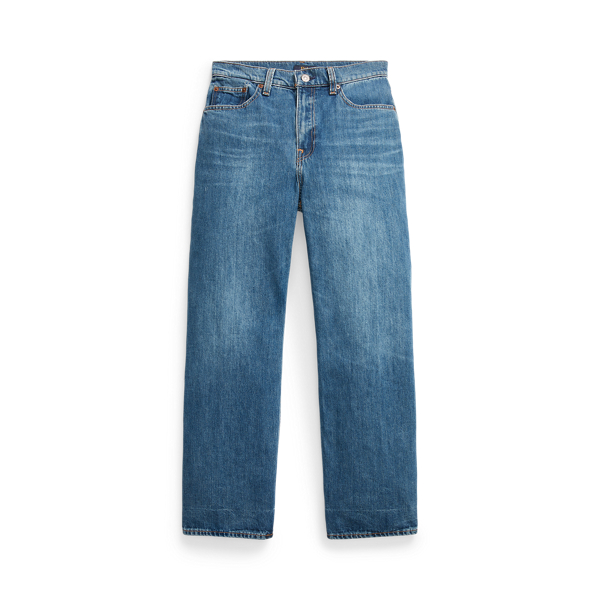 Crop jeans met hoge taille en wijde pijp