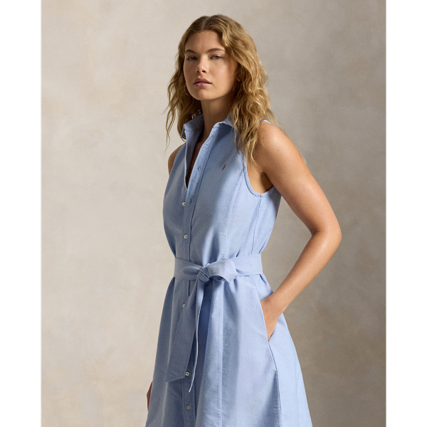 Blue Cotton Oxford Sleeveless Shirtdress Polo Ralph Lauren 4