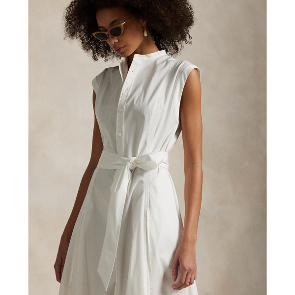 【POLO RALPH LAUREN】Belted Cotton Sleeveless A-Line Dress Polo Ralph Lauren Belted Cotton Sleeveless A-Line Dress
