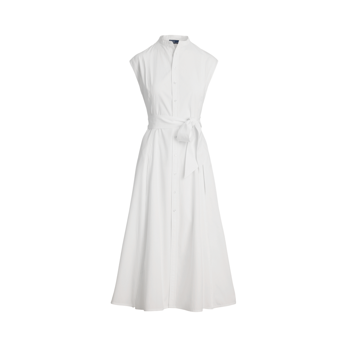 Belted Cotton Sleeveless A-Line Dress