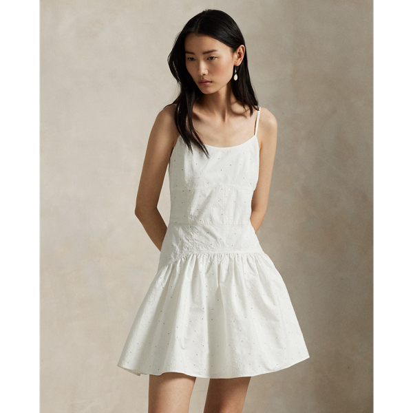 Ralph Lauren★Eyelet Paneled Cotton Dress Eyelet Paneled Cotton Dress