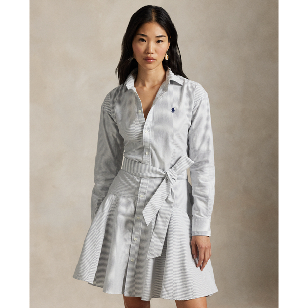 Robe-chemise en coton Oxford ray&eacute; Polo Ralph Lauren en Marine Newport/Blanc 3