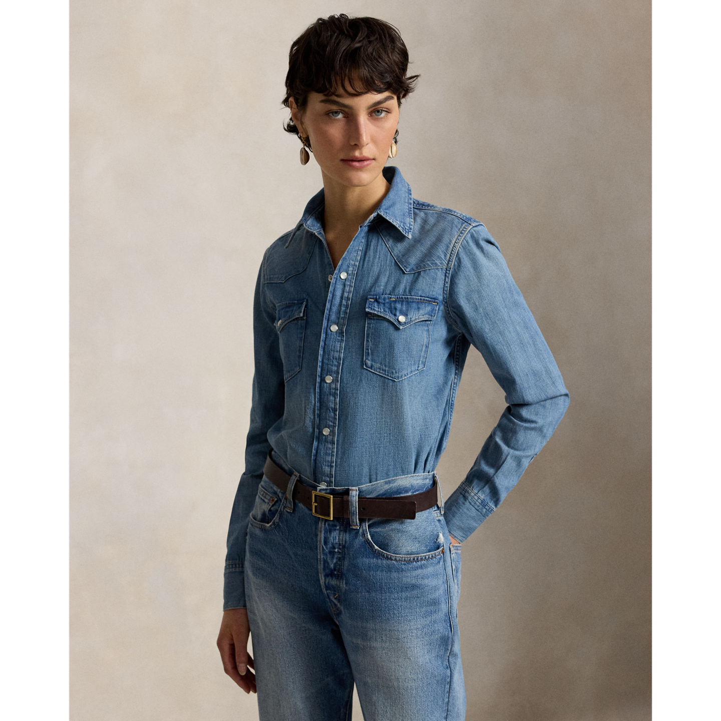 Женская рубашка Ralph Lauren Denim Western, цвет: Варёный — фото 5