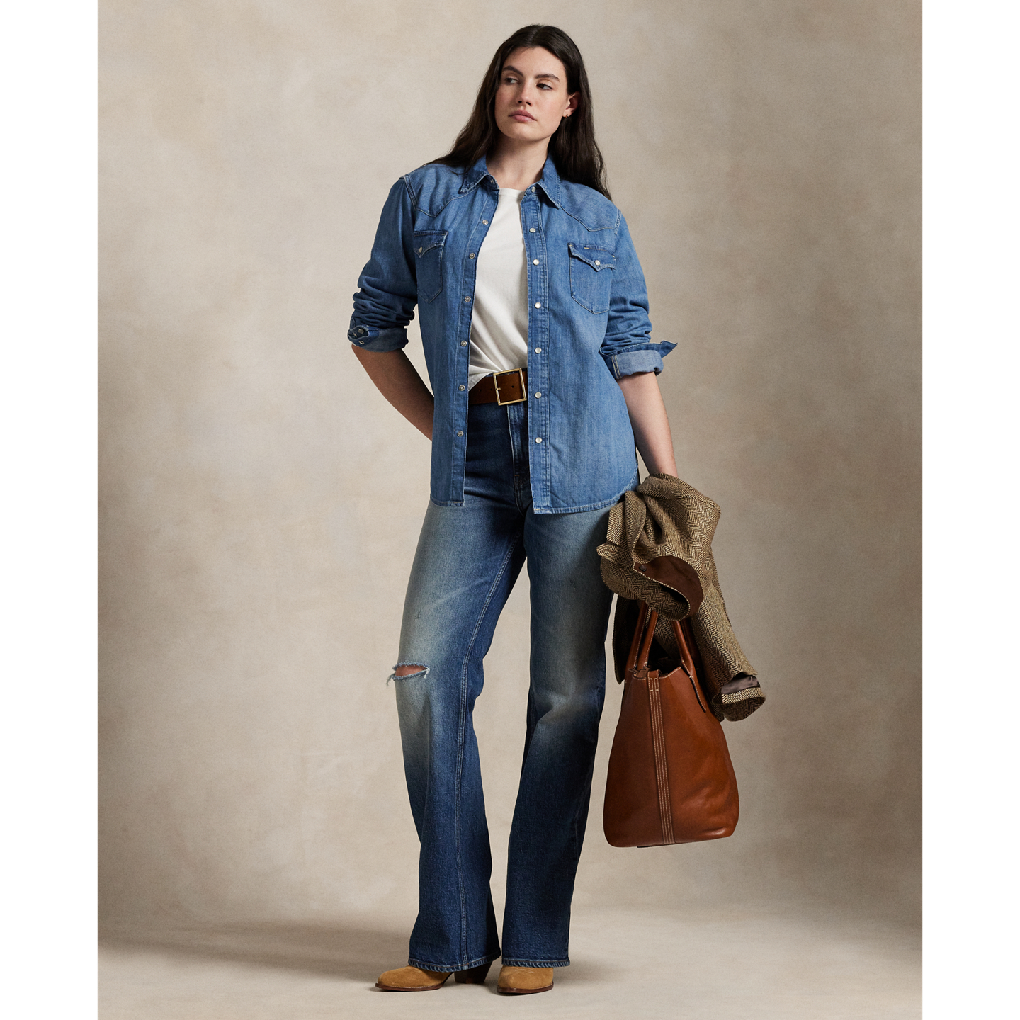 Женская рубашка Ralph Lauren Denim Western, цвет: Варёный — фото 6