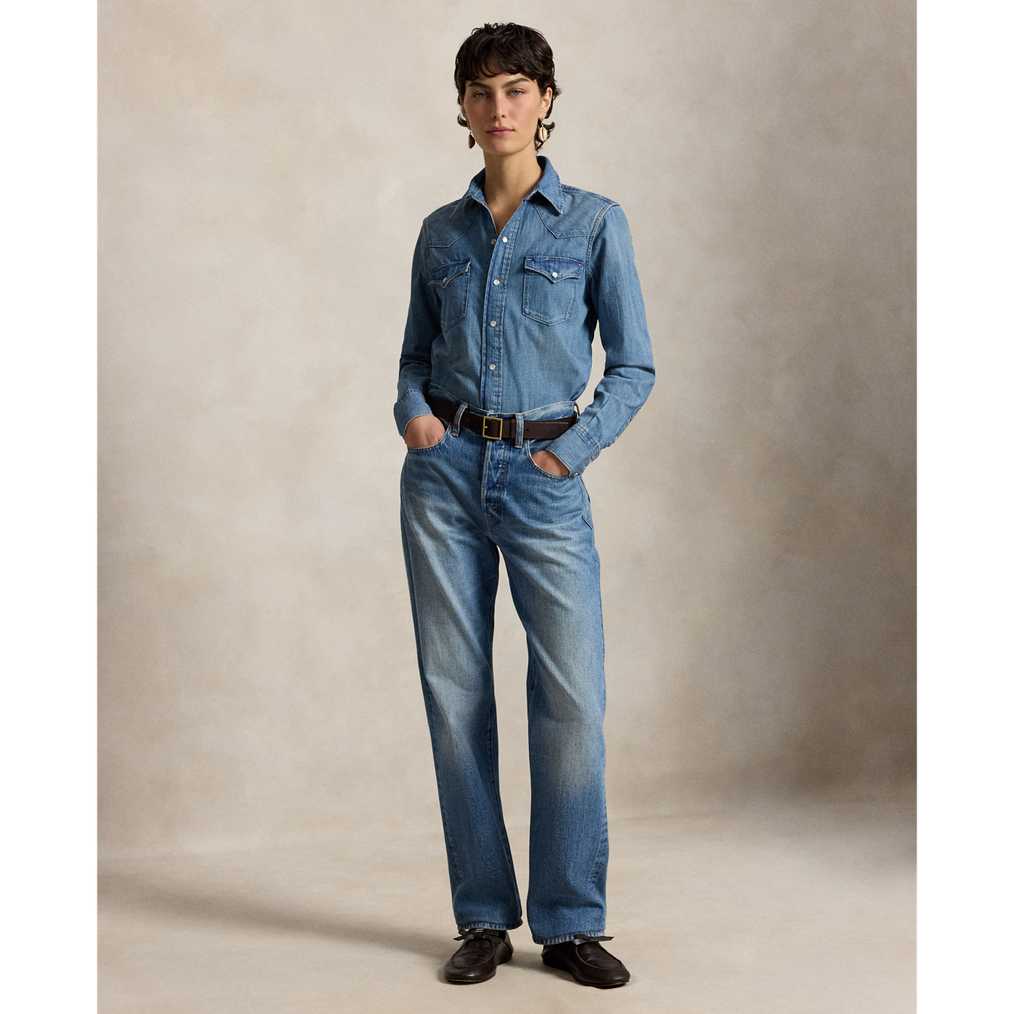 Женская рубашка Ralph Lauren Denim Western, цвет: Варёный — фото 1