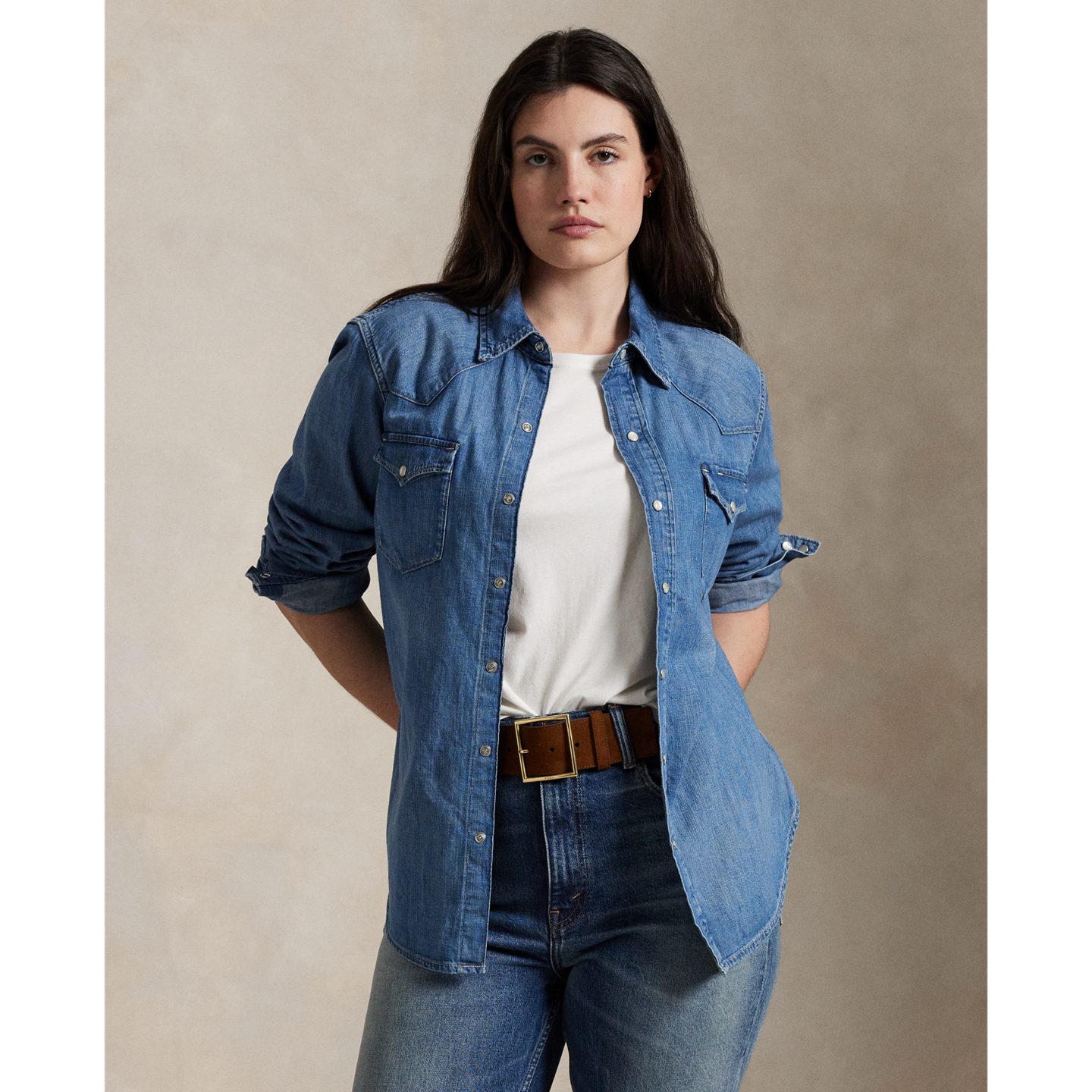 Женская рубашка Ralph Lauren Denim Western, цвет: Варёный — фото 4