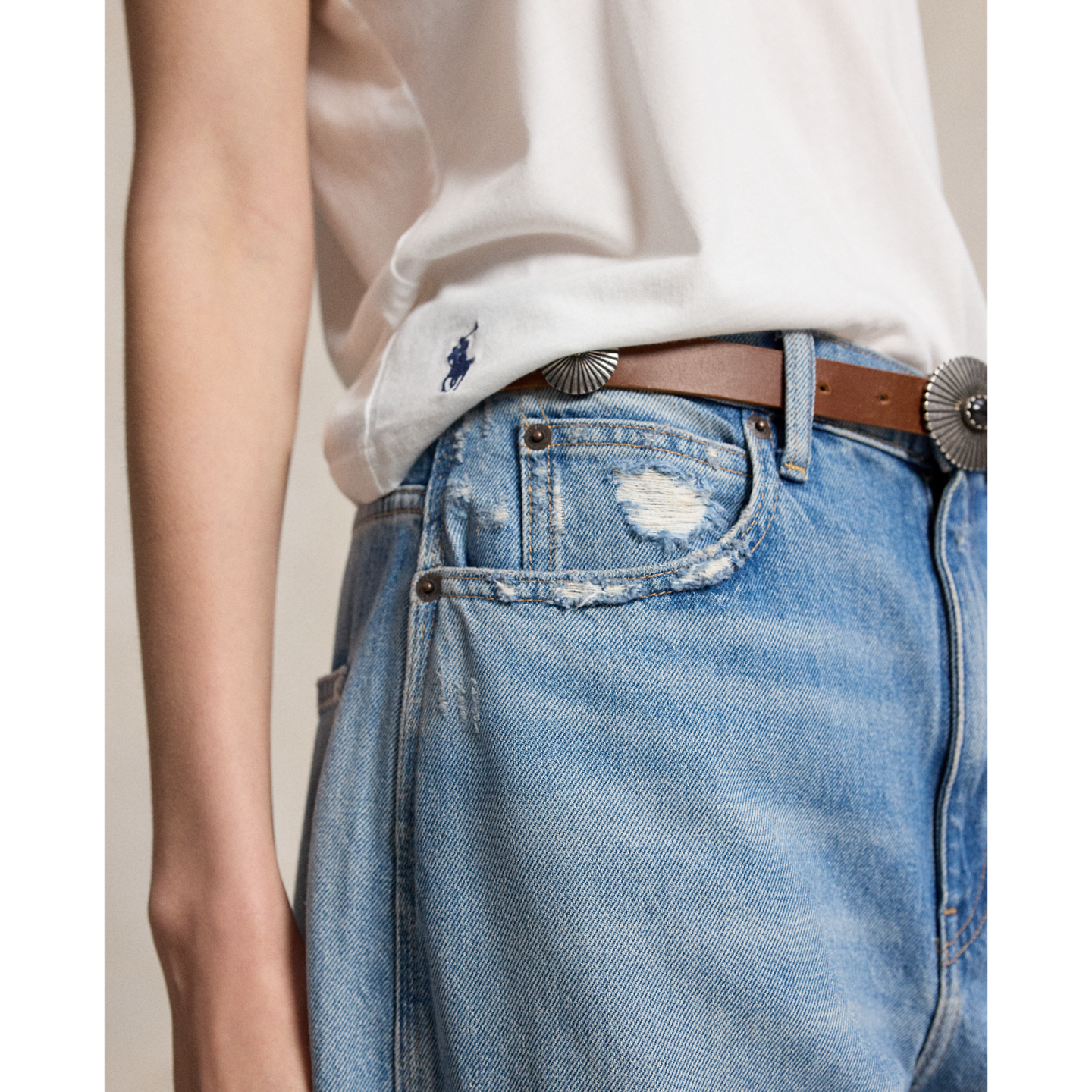Женские джинсы Polo Ralph Lauren Curved Tapered, цвет: Варёный, вариант 1 — фото 4