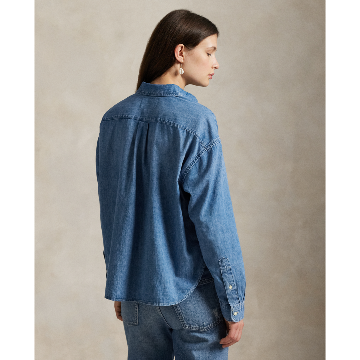 Женская рубашка Ralph Lauren Cropped Boxy Denim, цвет: Варёный — фото 2