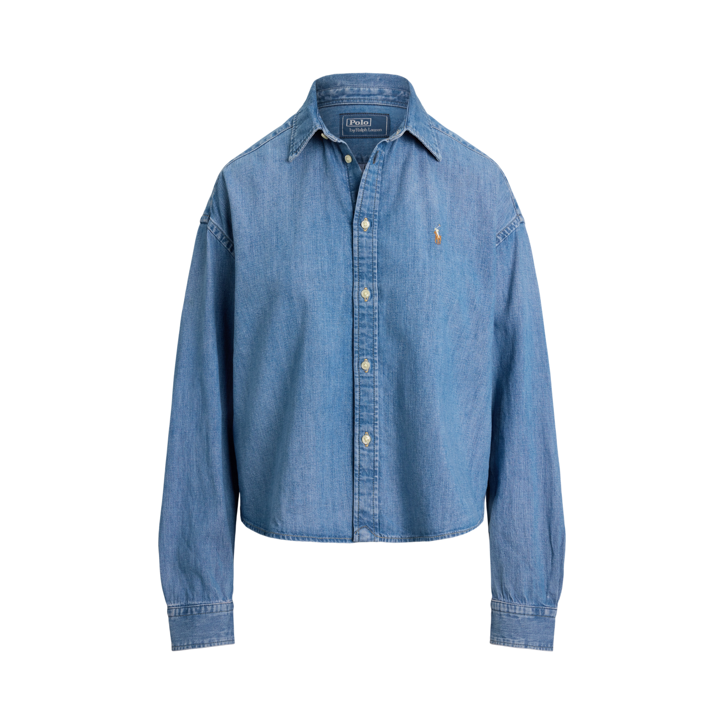 Женская рубашка Ralph Lauren Cropped Boxy Denim, цвет: Варёный — фото 5