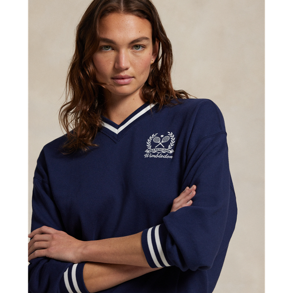 売れ筋商品|||ラルフローレン パーカー・スウェットシャツ レディース アウター WIMBLEDON CREST FRENCH TERRY V NECK - Sweatshirt - refined navy Wimbledon Crest French Terry V-Neck for Men | Ralph Lauren® KW