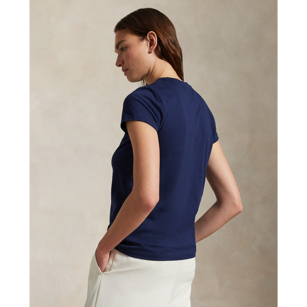 売れ筋商品|||ラルフローレン Tシャツ レディース トップス WIMBLEDON CREST COTTON JERSEY TEE - Print T-shirt - refined navy The Wimbledon Online Shop ︳ Polo Ralph Lauren Crest Cotton