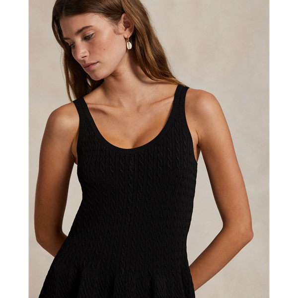 Cable-Knit Sleeveless Sweater Dress