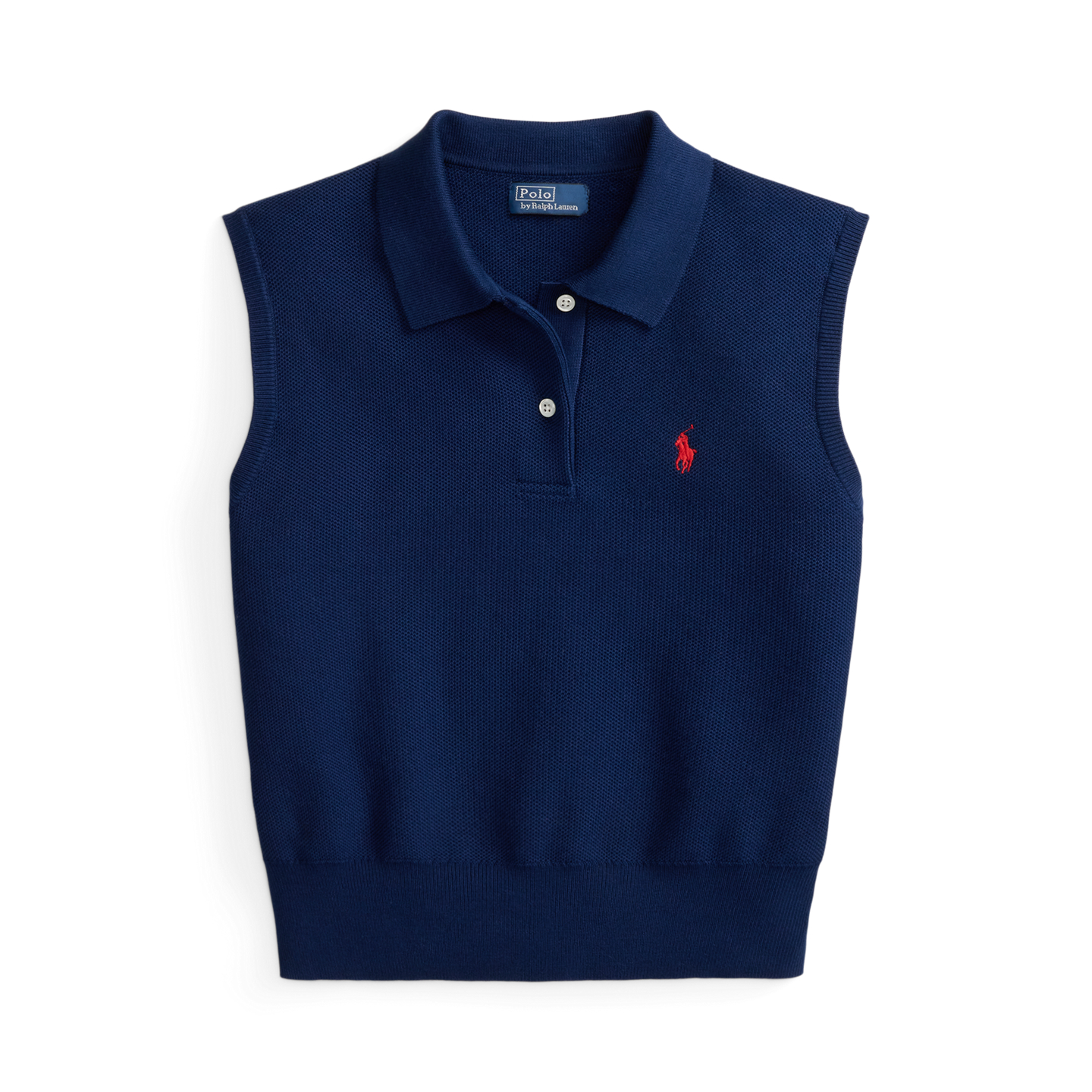 Женский свитер Ralph Lauren Cotton Cropped Sleeveless Polo, цвет: Королевский синий — фото 4