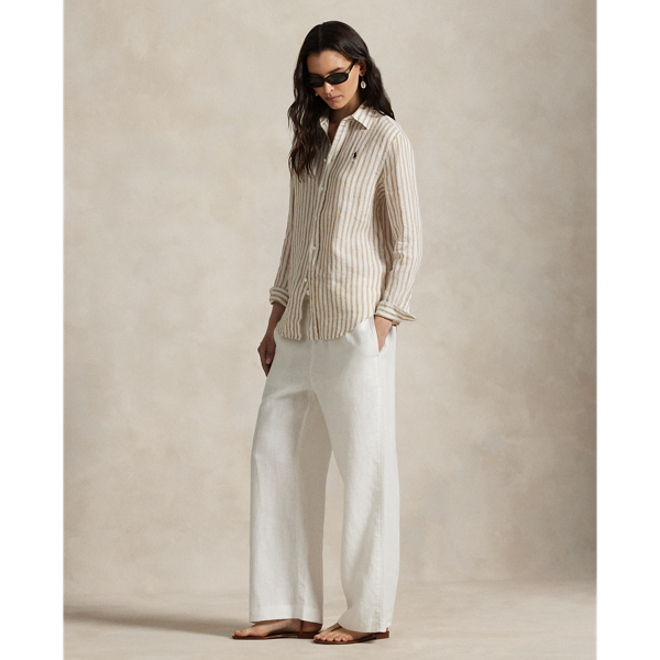 Classic Fit Striped Linen Shirt for Women | Ralph Lauren® JO