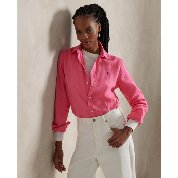 Ralph lauren pink striped shirt ladies online