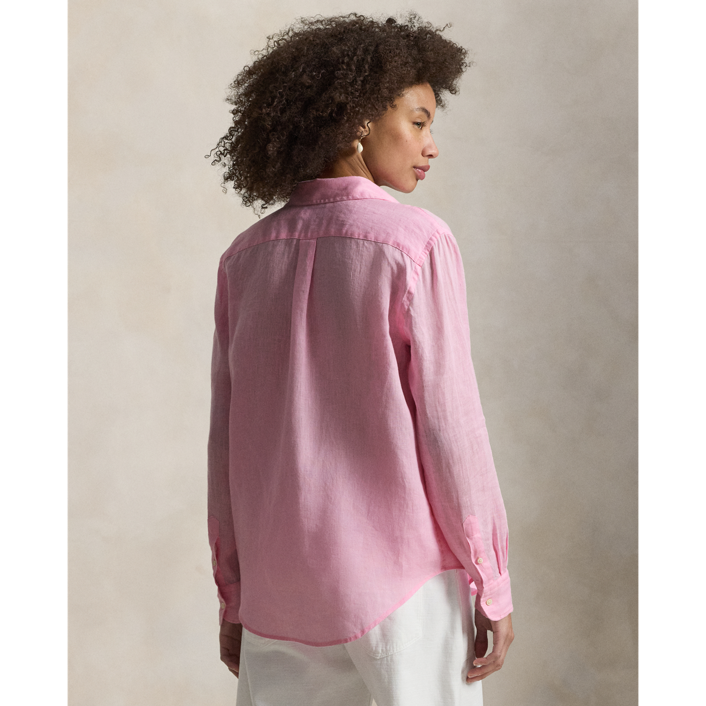 Женская рубашка Ralph Lauren Classic Fit Linen, цвет: Розовый — фото 2