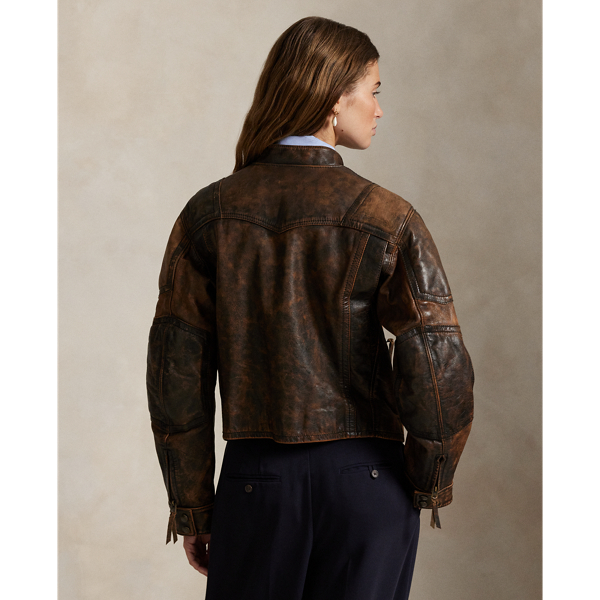 最高のヴィンテージ加工 RUGBY ラルフローレン レザー モトジャケット M 最高のヴィンテージ加工 RUGBY ラルフローレン レザー モト