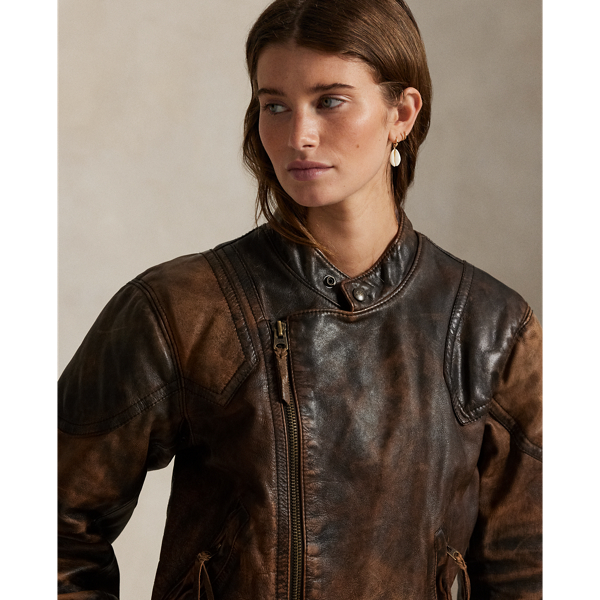 最高のヴィンテージ加工 RUGBY ラルフローレン レザー モトジャケット M 最高のヴィンテージ加工 RUGBY ラルフローレン レザー モト