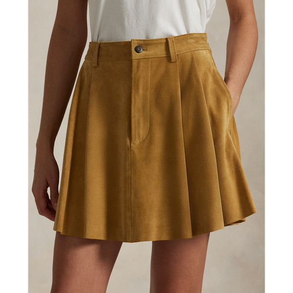 Pleated Suede Skirt
