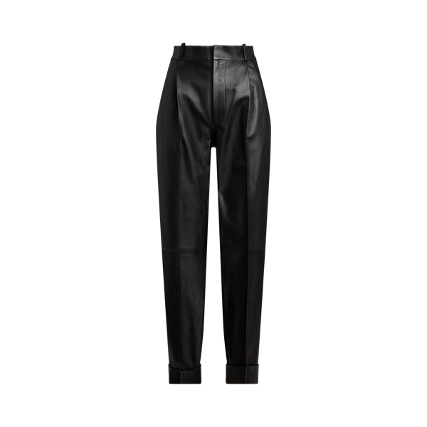 Leather Pleated Tapered Trouser