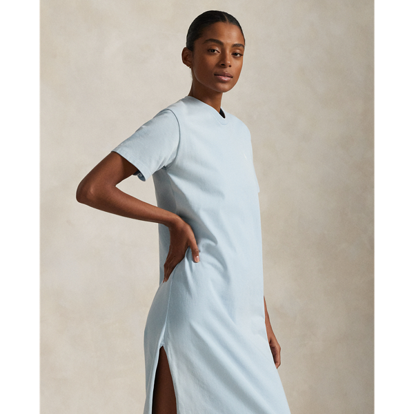 Katoenen jersey T-shirtjurk Polo Ralph Lauren in Alpine blue 3