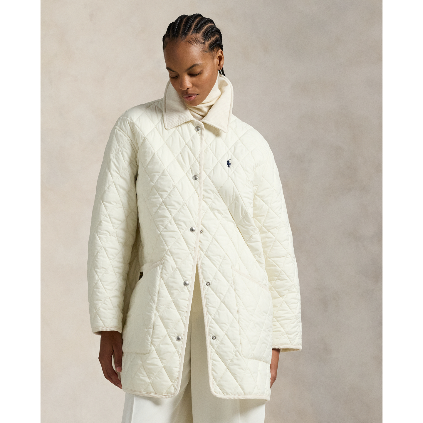 Женская куртка Ralph Lauren Quilted Barn, цвет: Кремовый — фото 1