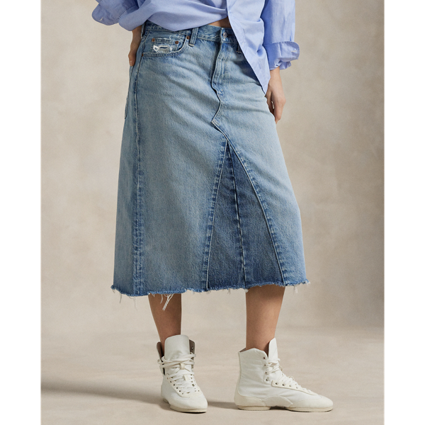 ワンピース RALPH LAUREN Women Mid Skirts 253863940 002 BLUE LAUREN RALPH LAUREN LINEN WRAP MIDI SKIRT | Blue Women's