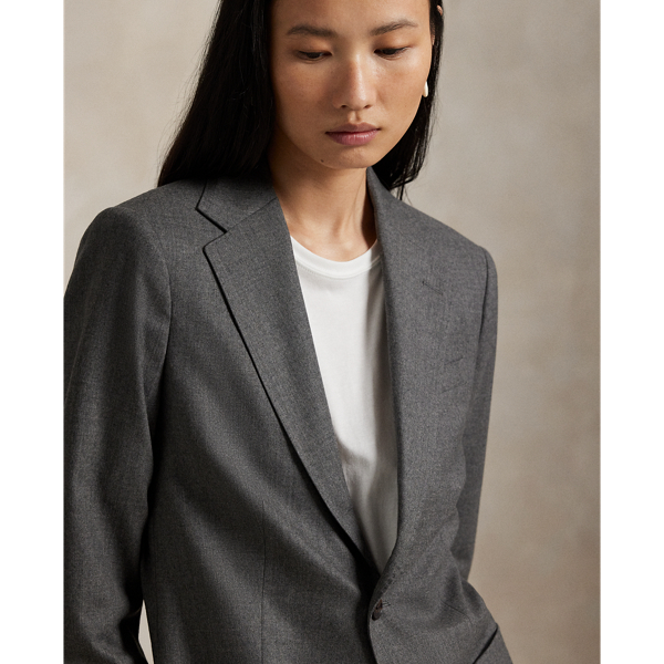 Wool-Blend Flannel Blazer