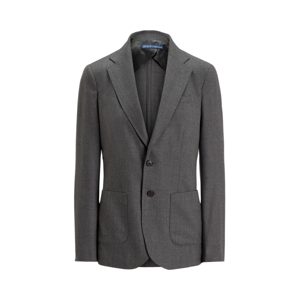Med Grey Melange Wool-Blend Flannel Blazer Polo Ralph Lauren 1