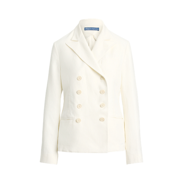 ボトムスその他 Polo Ralph Lauren White Tailored Blazer Double-Breasted Linen Blazer
