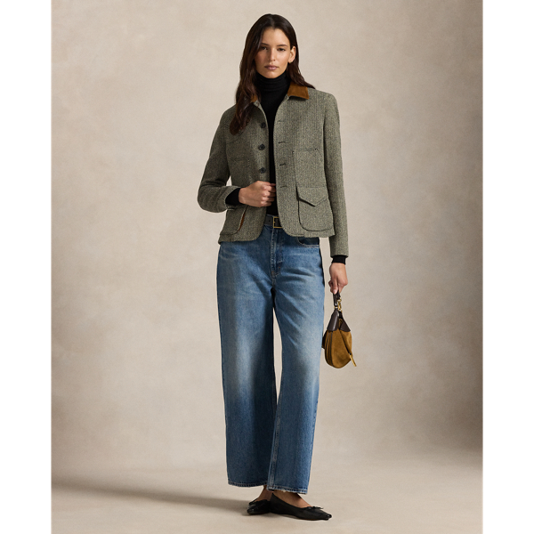 Veste à chevrons avec finitions en daim