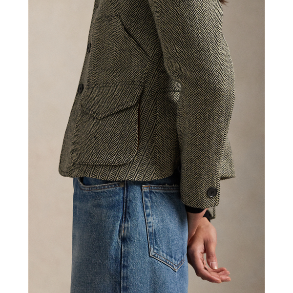 Veste à chevrons avec finitions en daim