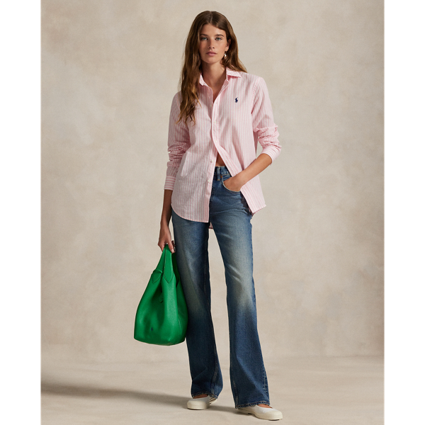 新品　RALPH LAUREN ラルフローレン　ストライプ　リネン　パンツ　2 セール】クラシック フィット ストライプド リネン シャツ