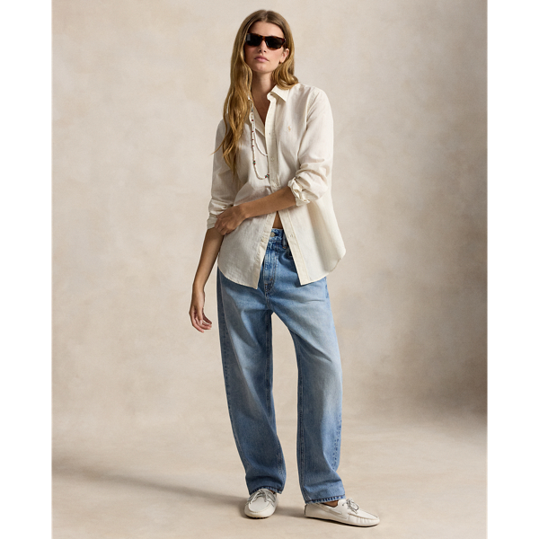 Classic Fit Striped Cotton-Linen Shirt 