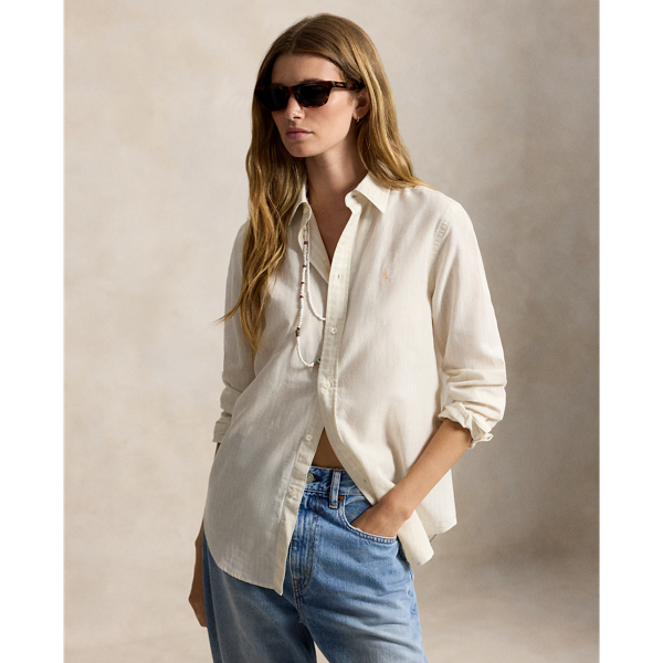 Classic Fit Striped Cotton-Linen Shirt 