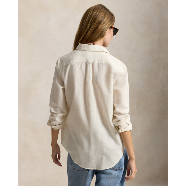 Classic Fit Striped Cotton-Linen Shirt 