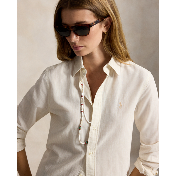 Classic Fit Striped Cotton-Linen Shirt 