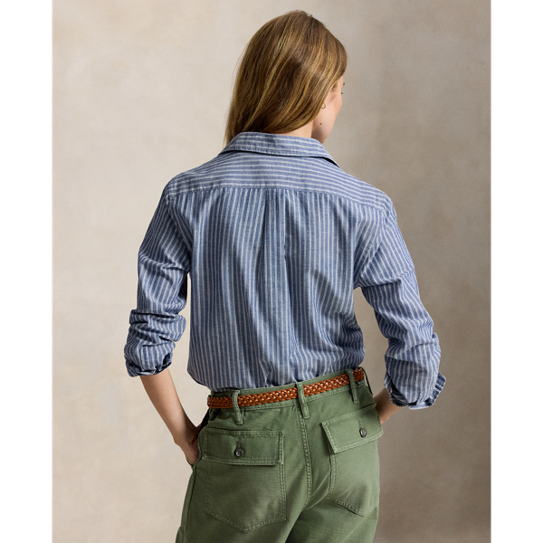 Classic-Fit Baumwoll-Leinen-Hemd 