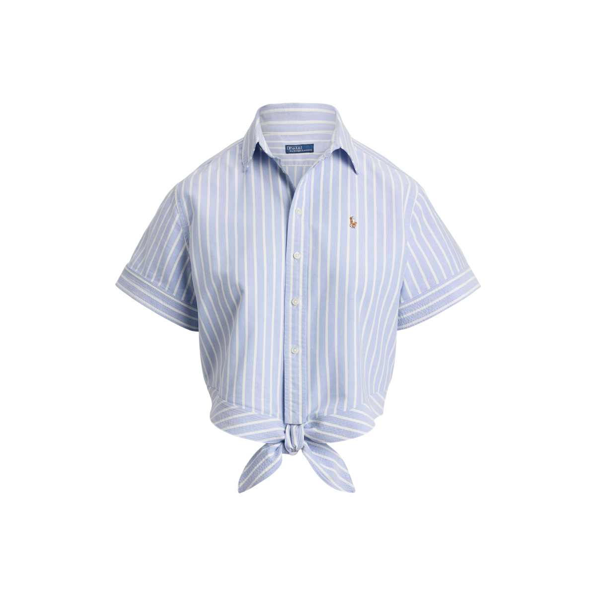 Striped Oxford Tie-Front Cropped Shirt