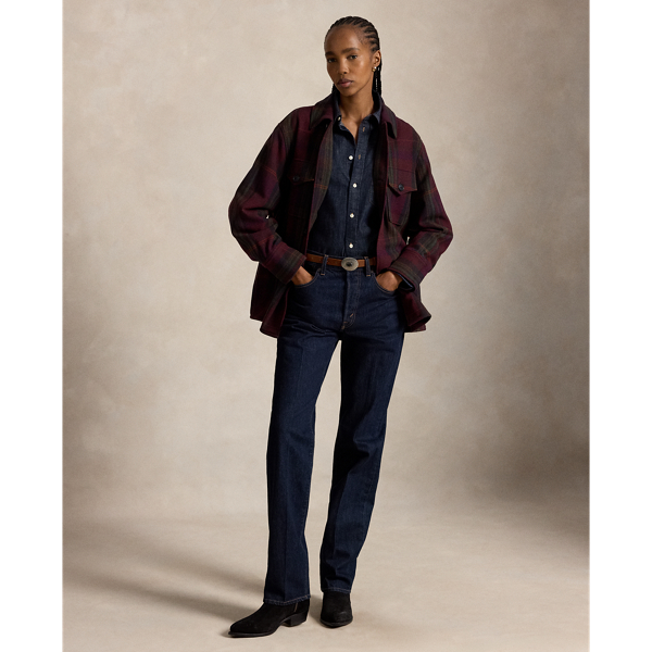 Karierte Twill-Hemdjacke mit Wolle Polo Ralph Lauren in Braun multi 4