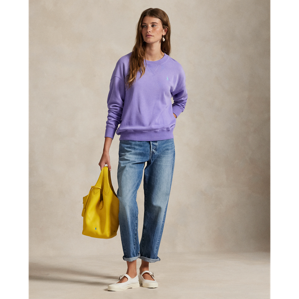 Leichter Rundhalspullover aus Fleece