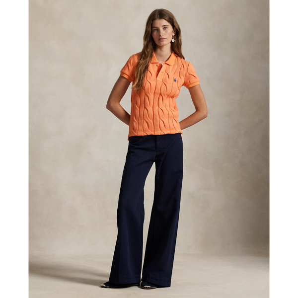 Cable-Knit Cotton Polo Shirt