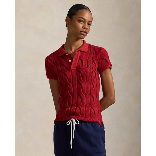 新品タグ付♡ポロラルフローレン　ポロシャツ　ニットケーブル　グリーン ケーブルニット ポロシャツ | ポロ ラルフ ローレン(POLO RALPH LAUREN