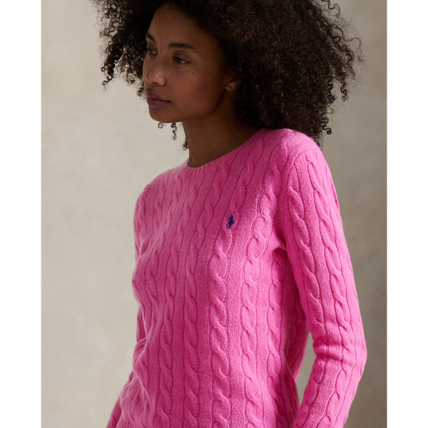 売れ筋商品|||ラルフローレン ニット&セーター レディース アウター CABLE WOOL CASHMERE CREWNECK JUMPER - Jumper - pink lace Cable Wool-Cashmere Crewneck Jumper for Women | Ralph Lauren® PK