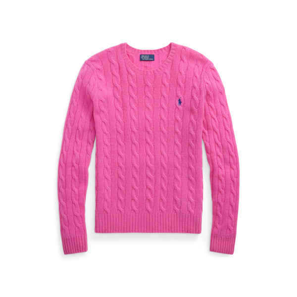 売れ筋商品|||ラルフローレン ニット&セーター レディース アウター CABLE WOOL CASHMERE CREWNECK JUMPER - Jumper - pink lace Cable Wool-Cashmere Crewneck Jumper for Women | Ralph Lauren® PK