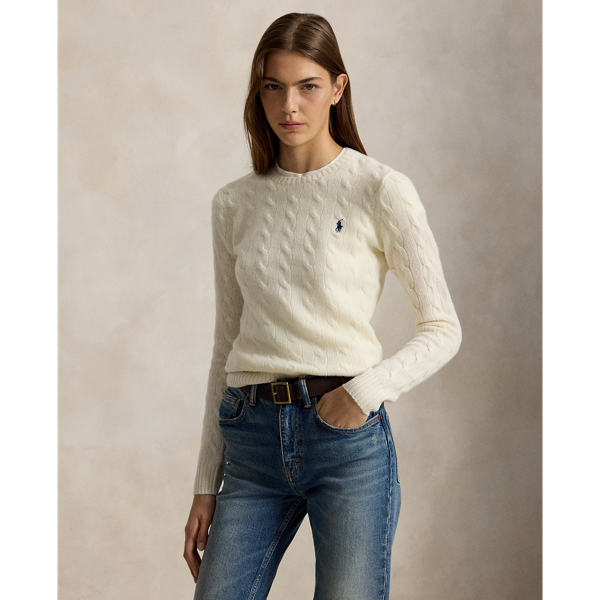 Camisola de gola redonda l&atilde; e caxemira