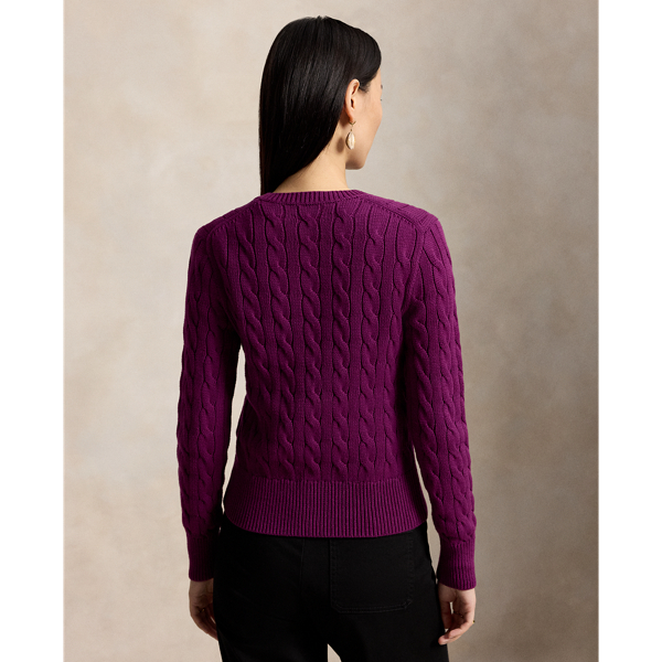 Rundhalsstrickjacke mit Zopfmuster 