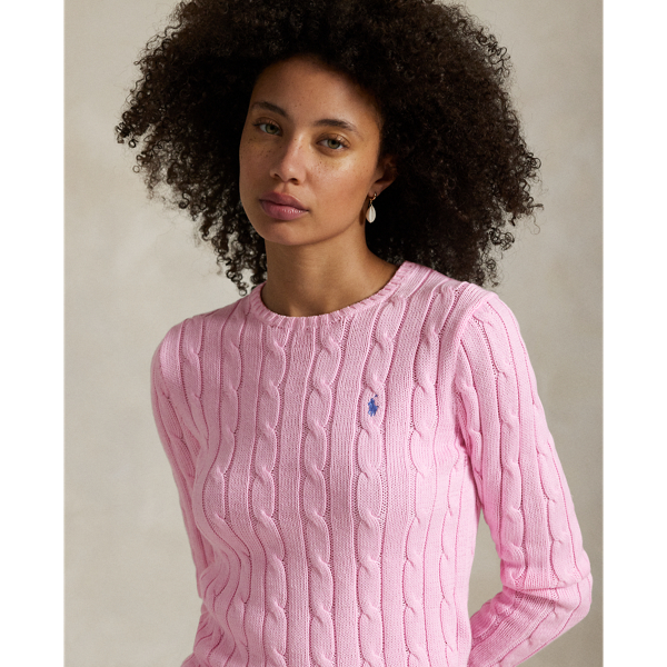 ⭐️大人気定番⭐️ラルフローレンケーブルニットコットンセーター　ピンク　L ポロ ラルフ ローレン POLO RALPH LAUREN ケーブルニット